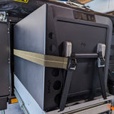 folded up view of side bbq table for patriot campers